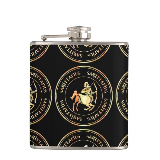 Sagittarius Astrologie Zodiac d1 Flasche 3 Flachmann (Vorderseite)