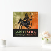 Sagittarius Astrologie Zodiac d1 Wall Clock 3 Quadratische Wanduhr (Zuhause)