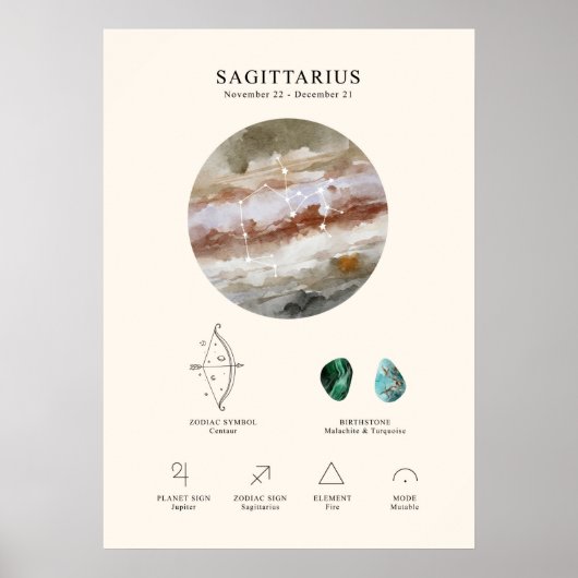 Sagittarius Astrologisches Schilderposter Poster (Vorne)