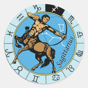 Sagittarius astrologisches Tierzeichen Runder Aufkleber