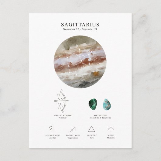 Sagittarius Astrologisches Zeichen Postkarte (Vorderseite)
