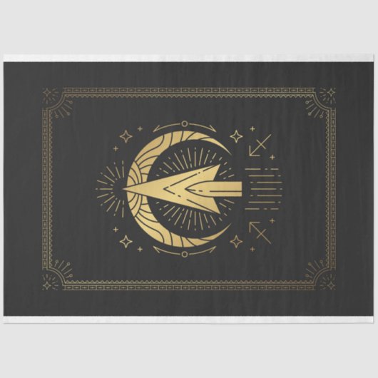 Sagittarius Black and Gold Mystical Zodiac Tarot Seidenpapier (Vorderseite)