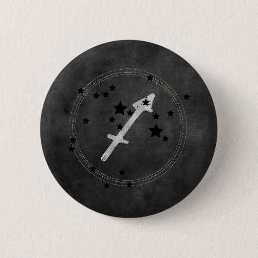 Sagittarius black & silver Sternbild Button (Vorderseite)