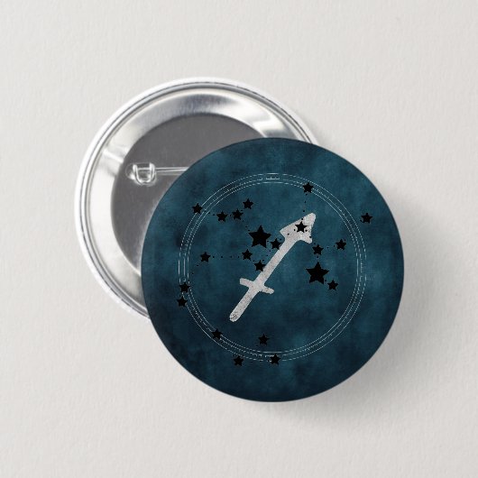 Sagittarius black & silver Sternbild Button (Vorne & Hinten)
