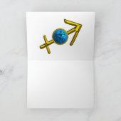 SAGITTARIUS Blautürkis, Gold Zodiac Geburtstag Karte (Innenseite)