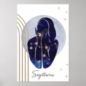 Sagittarius Blue Feminine Zodiac Design Poster (Vorne)