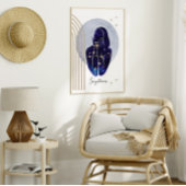 Sagittarius Blue Feminine Zodiac Design Poster