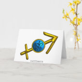 SAGITTARIUS Blue Turquoise.Gold Zodiac Birthday Karte (Gelbe Blume)