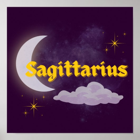 Sagittarius Celestial Moon Cloud Stars Astrologie Poster (Vorne)