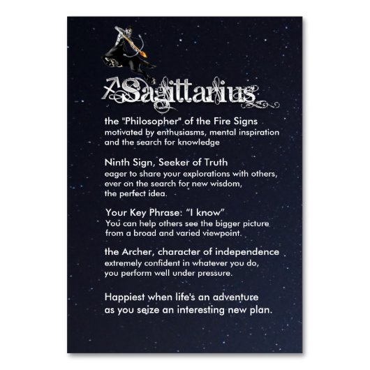 Sagittarius Center Table Card Tischnummer (Rückseite)