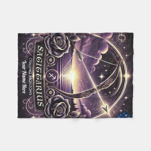 Sagittarius "Chasing Horizons" Fleece Blanket (Vorderseite (Horizontal))