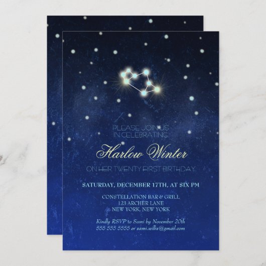 Sagittarius Constellation Geburtstagsparty Einladung (Vorne/Hinten)