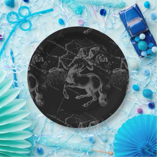 Sagittarius Constellation Hevelius 1690 auf schwar Pappteller (Party)