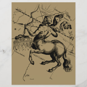 Sagittarius Constellation Hevelius 1690 Gravur Flyer