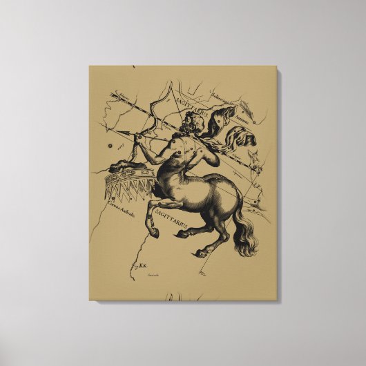 Sagittarius Constellation Hevelius 1690 Gravur Leinwanddruck (Vorderseite)