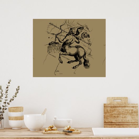 Sagittarius Constellation Hevelius 1690 Gravur Poster (Küche)