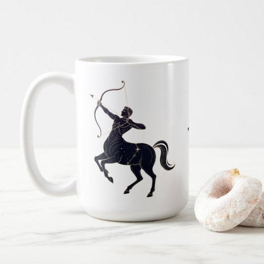 Sagittarius Constellation Line Art – Cosmic Zodiac Kaffeetasse (Mit Donut)