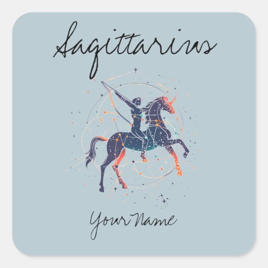 Sagittarius Constellation Line Art Quadratischer Aufkleber (Vorderseite)