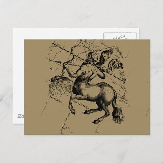 Sagittarius Constellation Map Engraving Hevelius Postkarte (Vorne/Hinten)