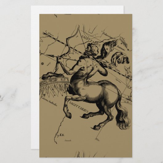 Sagittarius Constellation Map Graving Hevelius Briefpapier (Vorne/Hinten)