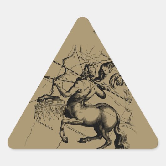 Sagittarius Constellation Map Graving Hevelius Dreieckiger Aufkleber (Vorderseite)