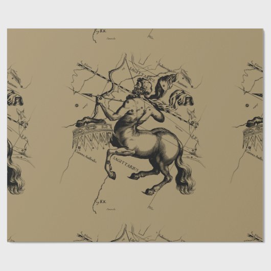 Sagittarius Constellation Map Graving Hevelius Geschenkpapier (Flach)