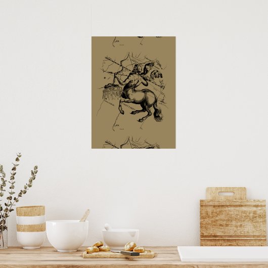 Sagittarius Constellation Map Graving Hevelius Poster (Küche)