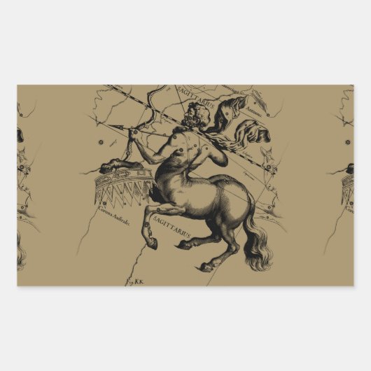 Sagittarius Constellation Map Graving Hevelius Rechteckiger Aufkleber (Vorderseite)