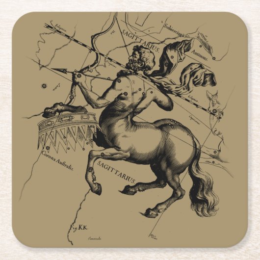 Sagittarius Constellation Map Hevelius 1690 Rechteckiger Pappuntersetzer (Vorderseite)