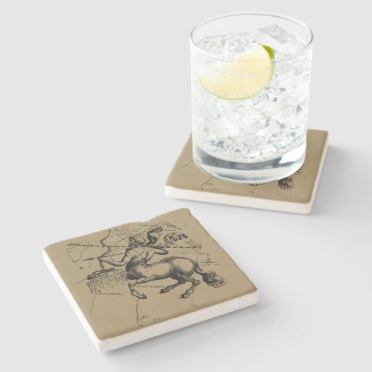 Sagittarius Constellation Map Hevelius 1690 Steinuntersetzer (Seitenansicht)