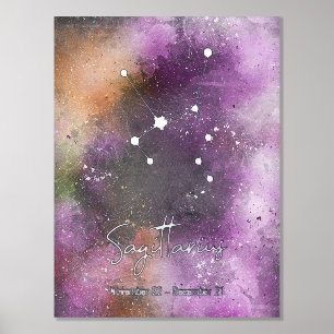 Sagittarius Constellation Zodiac Sign Purple Galax Foliendrucke