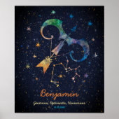 Sagittarius Constellation Zodiac Watercolor Galaxy Poster (Vorne)