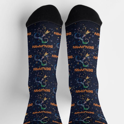 Sagittarius Constellation Zodiac Watercolor Galaxy Socken (Oben)