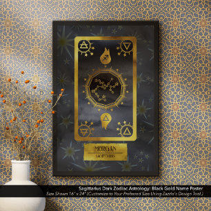 Sagittarius Dark Zodiac Astrologie: Schwarzer Gold Poster