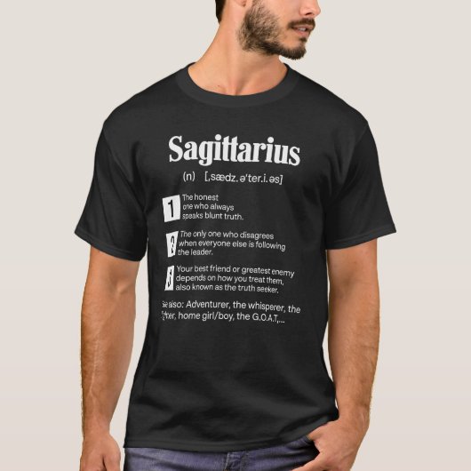 Sagittarius Definition Funny T-Shirt (Vorderseite)