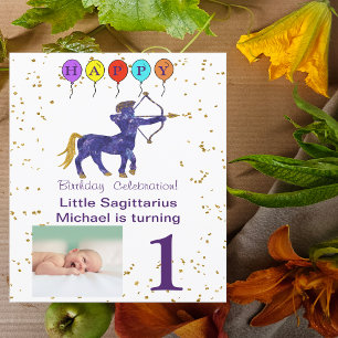 Sagittarius Erstgeburt Gold & Ballons Einladung