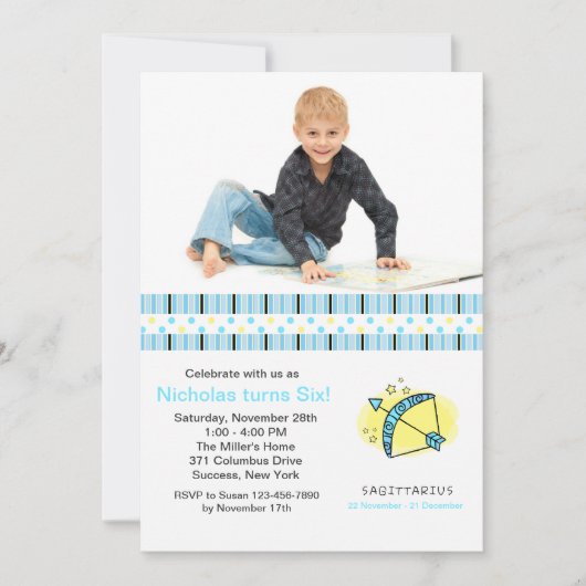 Sagittarius Foto Geburtstagsparty Einladung (Vorderseite)