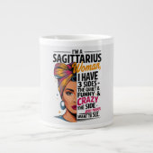Sagittarius Frau mit drei Seiten Funny Gift Jumbo-Tasse (Vorderseite)