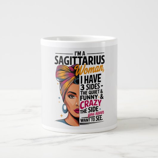 Sagittarius Frau mit drei Seiten Funny Gift Jumbo-Tasse (Vorderseite)