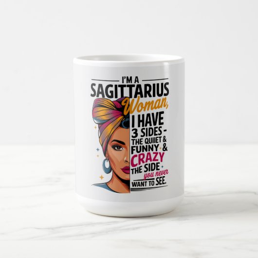 Sagittarius Frau mit drei Seiten Funny Gift Kaffeetasse (Mittel)