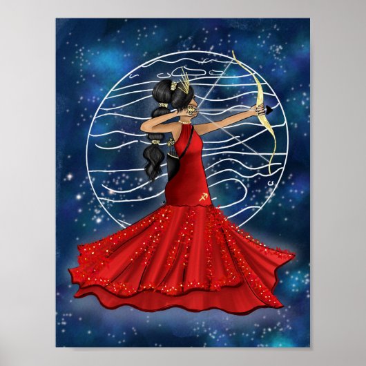 Sagittarius Frauengöttin mit Jupiter Planet Poster (Vorne)