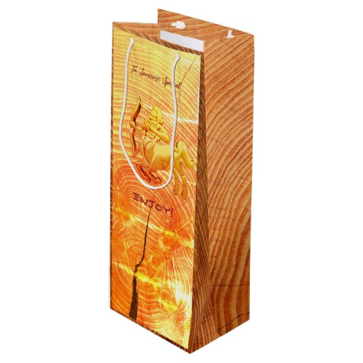 Sagittarius Geburtstagsgeschenk Geschenktüte Für Weinflaschen (Vorderseite Schrägansicht)