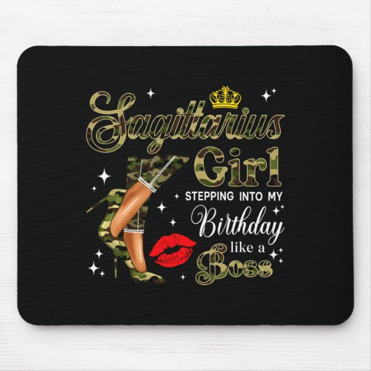 Sagittarius Girl Camouflage Black Woman Camo Heels Mousepad (Vorne)