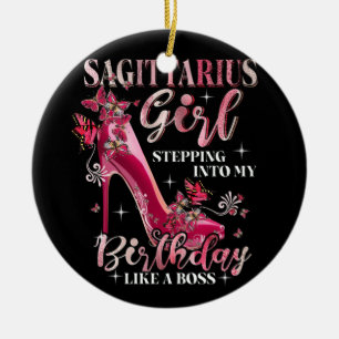Sagittarius Girl tritt in meinen Geburtstag ein wi Keramik Ornament