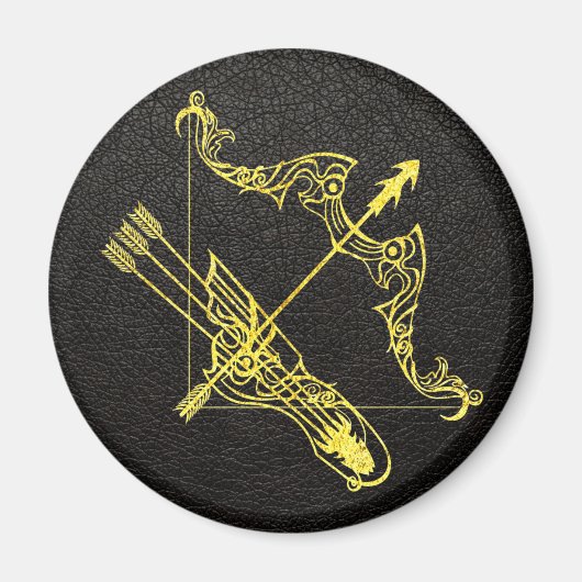 Sagittarius Gold auf Leder Magnet (Vorne)