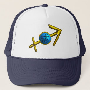 SAGITTARIUS, GOLD BLAUE ZODIAC GEBURTSTAGSIGN TRUCKERKAPPE
