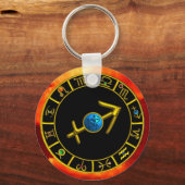 SAGITTARIUS Gold Blue Zodiac Zeichen, Astrologie C Schlüsselanhänger (Vorderseite)