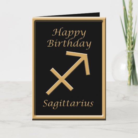 Sagittarius Gold Symbol Black Birthday Gruß Karte (Vorderseite)