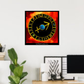 SAGITTARIUS/GOLD ZODIAC SIGNS CIRCLE, Astrologie Poster (Heimbüro)