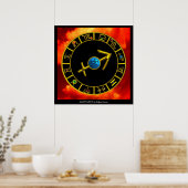 SAGITTARIUS/GOLD ZODIAC SIGNS CIRCLE, Astrologie Poster (Küche)